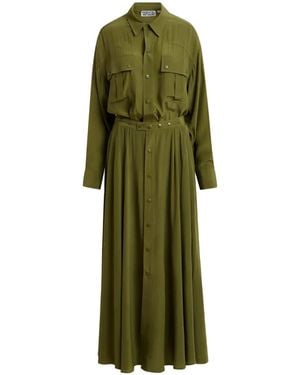 Essentiel Antwerp Chest-Pockets Button-Up Maxi Dress - Green