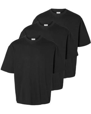 SELECTED 3 Pack Loose-Fit T-Shirt - Black