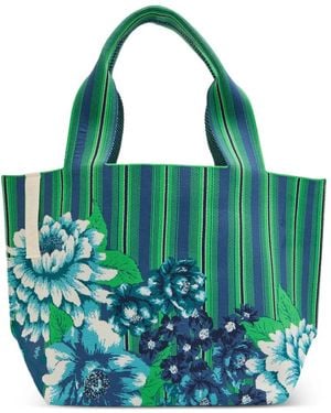 ALÉMAIS Maxi Margo Floral-Print Striped Tote Bag - Green