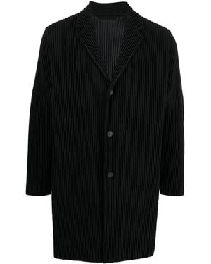 Homme Plissé Issey Miyake Ribbed Single-Breasted Coat - Black