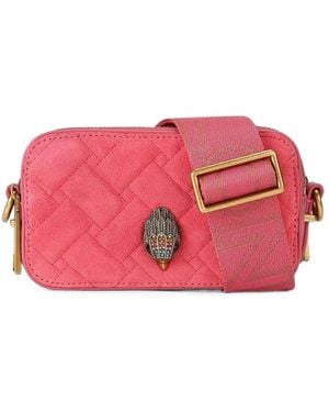 Kurt Geiger Eagle-Plaque Woven-Effect Shoulder Bag - Pink
