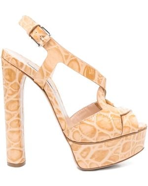 Casadei Sandali Flora Jurassic Con Effetto Coccodrillo 140Mm - Metallizzato
