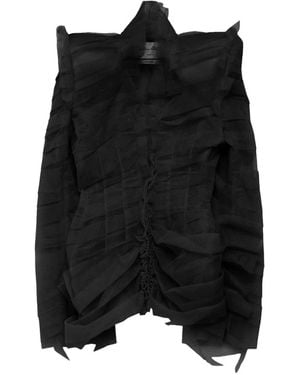 MATIERES FECALES Pleated Asymmetrical Jacket - Black