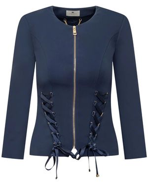 Elisabetta Franchi Chic Blazer Jacket For Ss25 - Blue