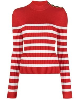 Balmain ストライプ タートルネック プルオーバー - レッド