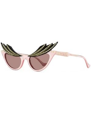 Gucci Crystal-Embellished Cat-Eye Frame Sunglasses - Pink