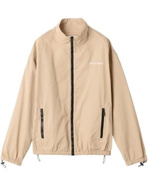 Miu Miu Washed Gabardine Blouson Jacket - Natural