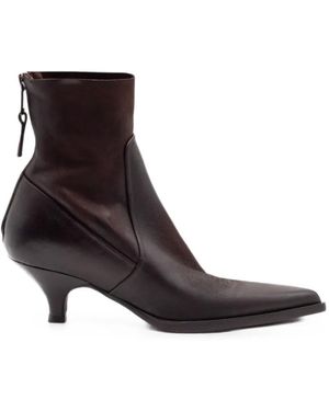 Elena Iachi Thais Boston Tapered-Toe Spool-Heel Ankle Boots - Black