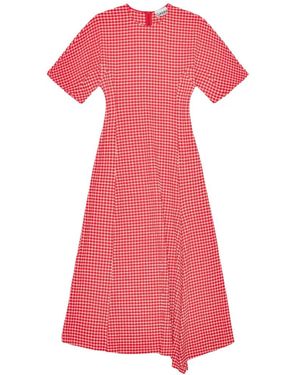 Ganni Gingham Short-Sleeve Dress - Pink