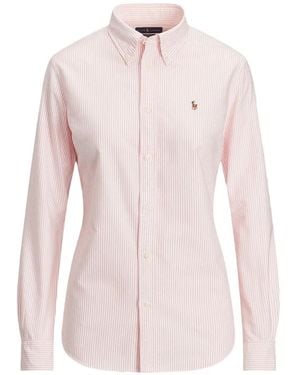 Polo Ralph Lauren Striped Logo-Embroidered Shirt - Pink