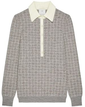 Givenchy Polo Slim Con Monogramma 72 Jacquard - Grigio