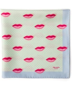 Prada Printed Silk Twill Scarf 55 X 55 Cm - Grey