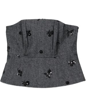 Luisa Cerano Sequin-Embellished Bustier Top - Grey