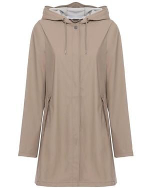 Rains Hooded A-Line Coat - Natural
