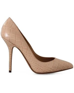 Dolce & Gabbana Bellucci Crocodile-Embossed Leather Pumps - White