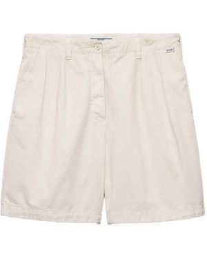 Prada Vieux Bermudas En Gabardine - Natural