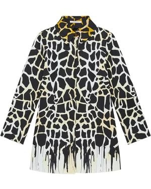 Maliparmi Giraffe-Print Drip-Effect Coat - Black