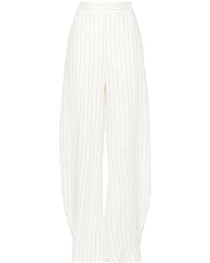 ALESSANDRO VIGILANTE Pinstriped High-Waist Palazzo Trousers - White