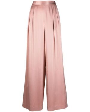 Fabiana Filippi Pleated Wide-Leg Satin Trousers - Pink