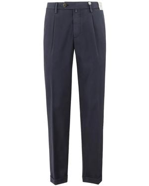 Myths Zeus Pleated Turn-Up Trousers - Blue