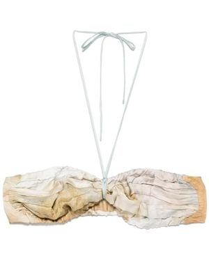 ..,merci Abstract-Print Bandeau Top - White