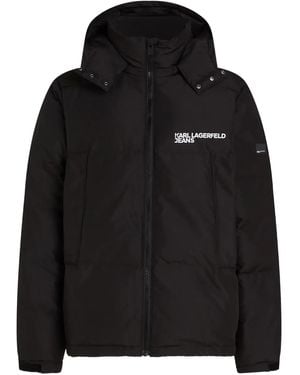 KARL LAGERFELD Hooded Puffer Jacket - Black