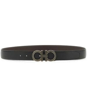 Ferragamo Reversible And Adjustable Gancini Belt - White