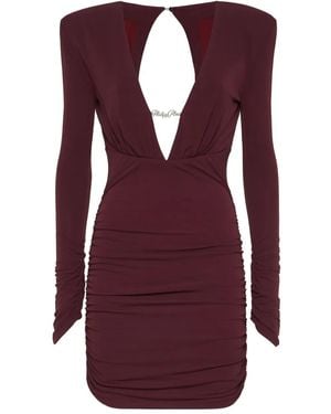 Philipp Plein Long-Sleeved Ruched Mini Dress - Purple