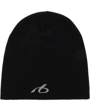 Balenciaga Logo-Embroidered Wool Beanie Hat - Black