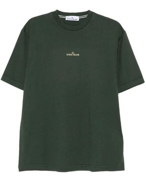 Stone Island T-Shirt mit Logo-Print - Grün