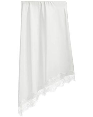 B+ AB Lace-Trim Asymmetric Midi Skirt - White