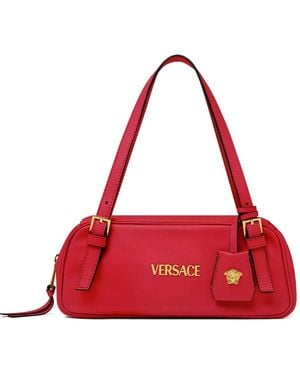 Versace Tag Bowling Buckle-Detail Shoulder Bag - Red