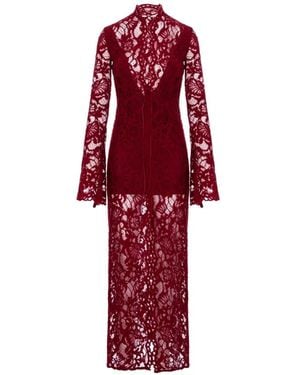 MANURI Robe Sally Mi-Longue À Lacets - Rouge