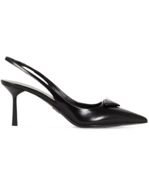 Prada Leather Slingback Court Shoes - Black