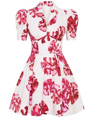 Rebecca Vallance Floral-Print Puff-Sleeve Mini Dress - Red