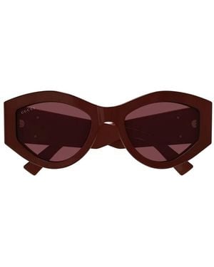 Gucci Geometric-Frame Sunglasses - Brown