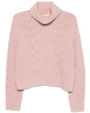 Moncler Cable-Knit Roll-Neck Jumper - Pink