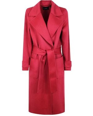 JOSEPH Belted Wrap Coat - Red