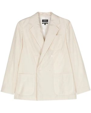 A.P.C. Double-Breasted Crepe Blazer - Natural