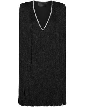Philipp Plein Fringed Lurex Minidress - Black