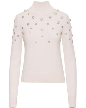 Oscar de la Renta ビジュートリム タートルネックトップ - ホワイト