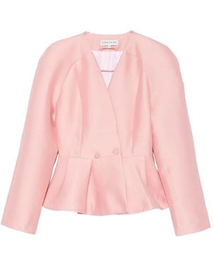 Stine Goya Peplum-Hem V-Neck Jacket - Pink