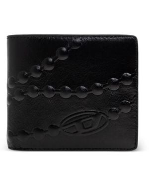 DIESEL Embossed Bi-Fold Wallet - Black