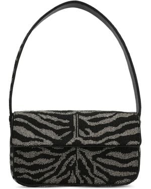 STAUD Beaded Zebra-motif Shoulder Bag - Black