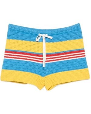 Posse Tammy Striped Crochet Shorts - Blue