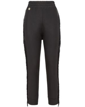 Philipp Plein Fringed Trim Track Pants - Black