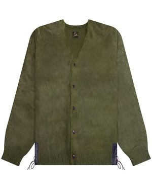 Needles Leather-Patch Cardigan - Green