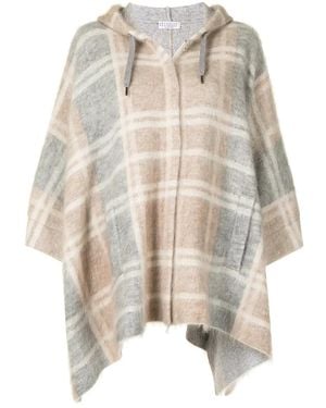 Brunello Cucinelli Batwing Tartan Cropped Jacket - Natural