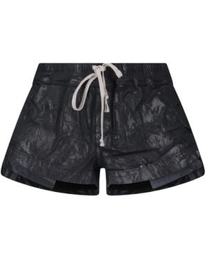 Rick Owens Coated Drawstring Mini Shorts - Black