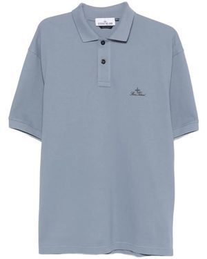 Stone Island Logo-Embroidered Polo Shirt - Blue